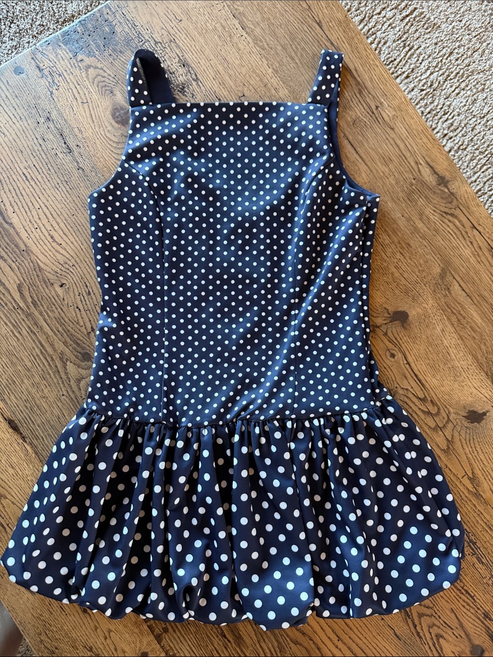 Jewel Badgley Mischka Navy with White Polka Dot Mini Dress